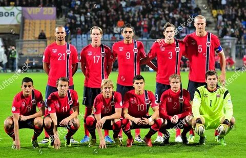 Norwegian National Soccer Team Players front Row Editorial Stock Photo.