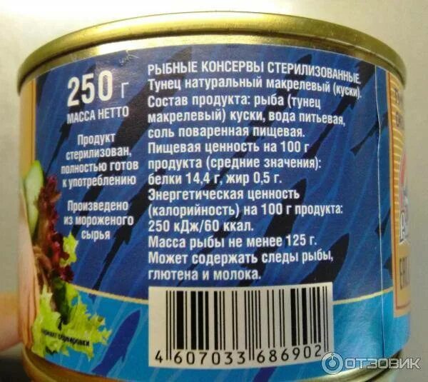Сколько ккал в тунце