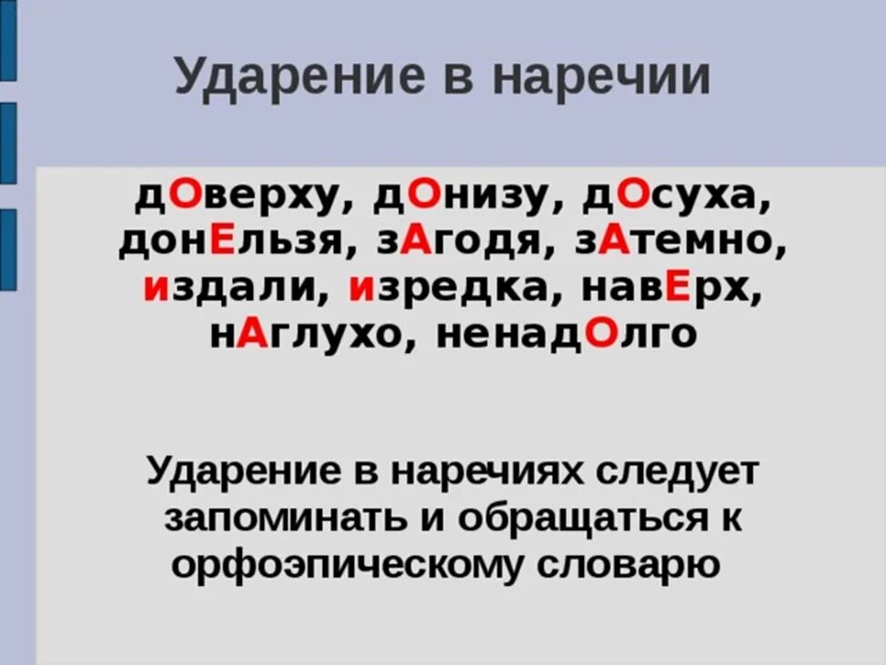 Семью ударение в слове. Нормы ударения в причастиях и наречиях. Ударение в наречиях. Норма ударения в деепричастиях и наречиях. Нормы ударения в причастиях и деепричастиях.