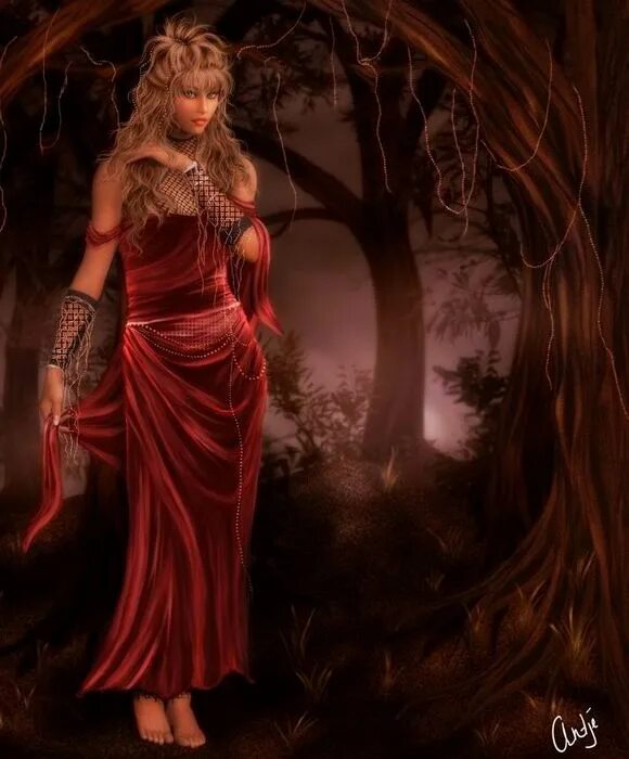 гиф женщина в красном фэнтези. женские образы анимированные. анимированные образы девушек. гифки ангел и демон. девушка в платье.