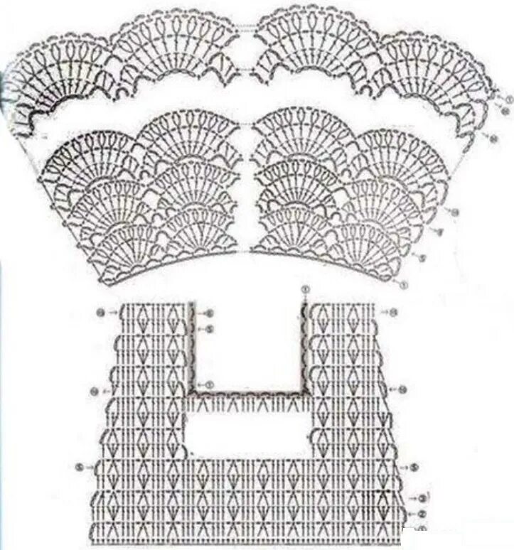 блузка крючком. ажурная кокетка крючком схема. узор лилия крючком схема. схемы крючком. страна мам крючок.
