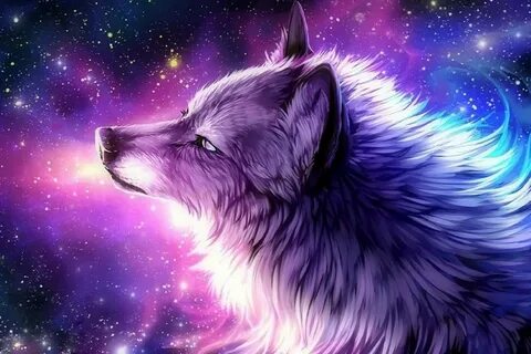 Download Anime Wolf Purple Galaxy Aesthetic Wallpaper | Wallpapers.com.
