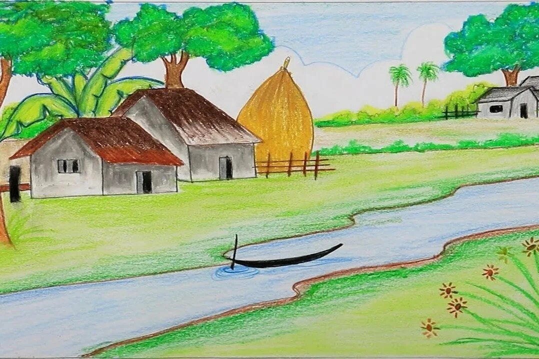 Как нарисовать село