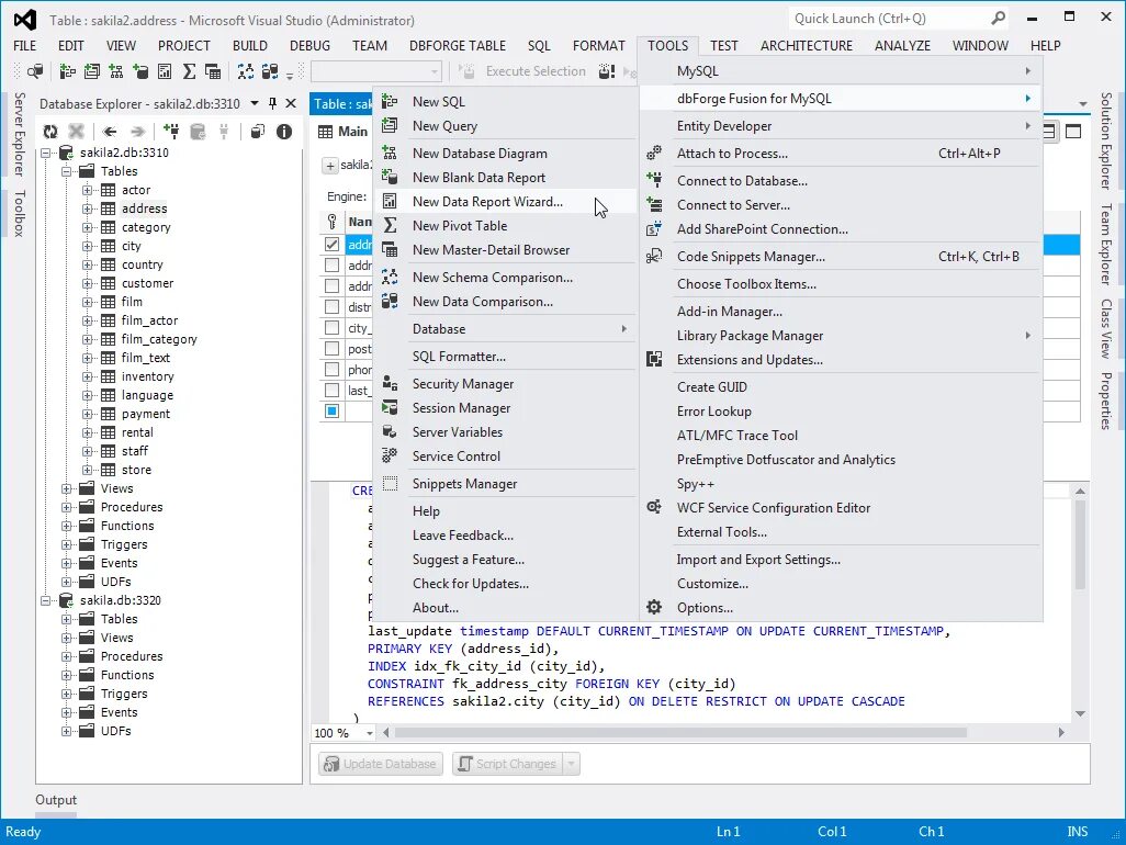 Ms sql visual studio. Mysql скриншоты. mysql визуально. dbforge studio for mysql. library package manager visual studio.