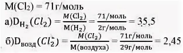 Cl2 молярная масса г моль