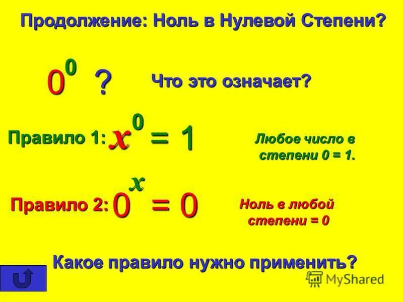 Нуль в степени нуль почему