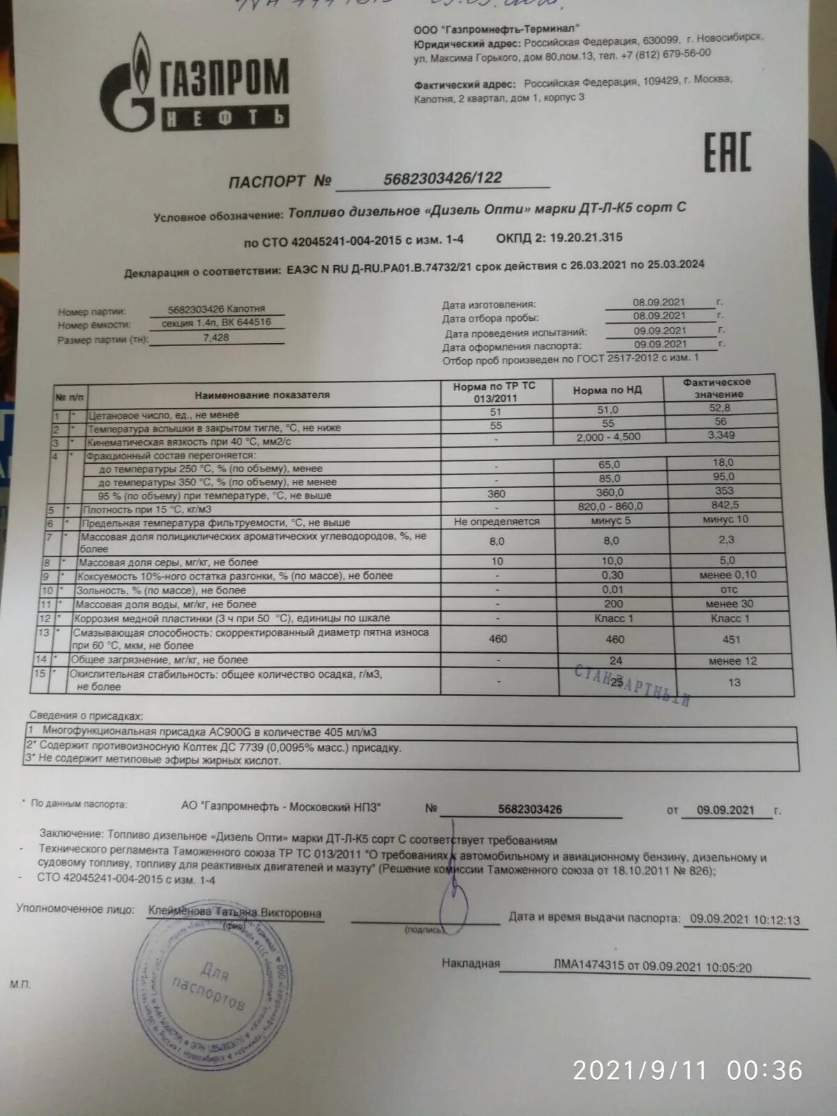 Дизельное топливо газпромнефть