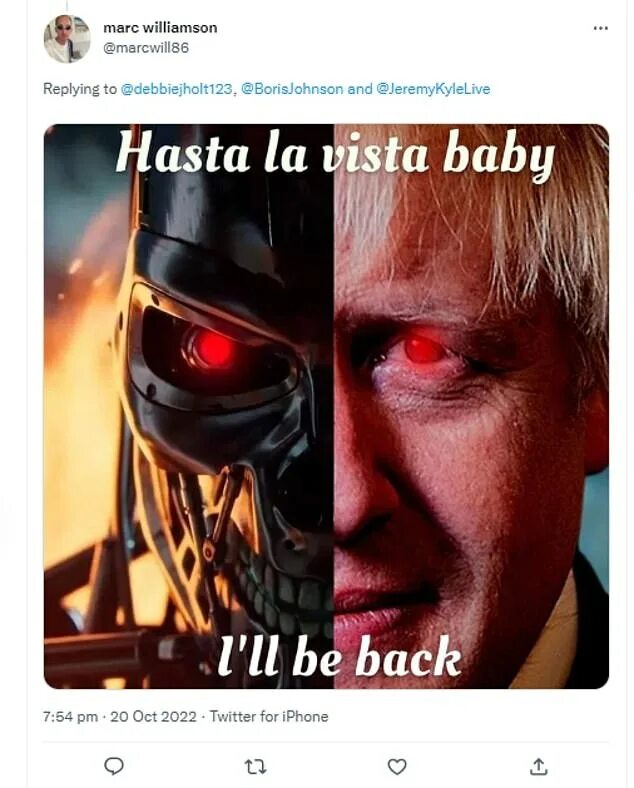 Boris Johnson ill be back. Back boris