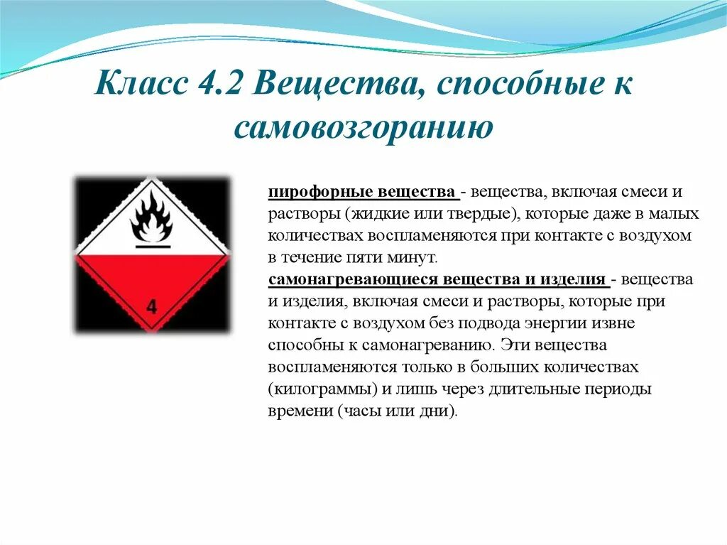 4.2 - Вещества, способные к самовозгоранию. Опасные грузы 4.2 класса опасности. 4 Класс опасности. Вещества способные к самовозгоранию знак. Способен самовозгораться