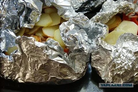 Порционная картошка с мясом в фольге