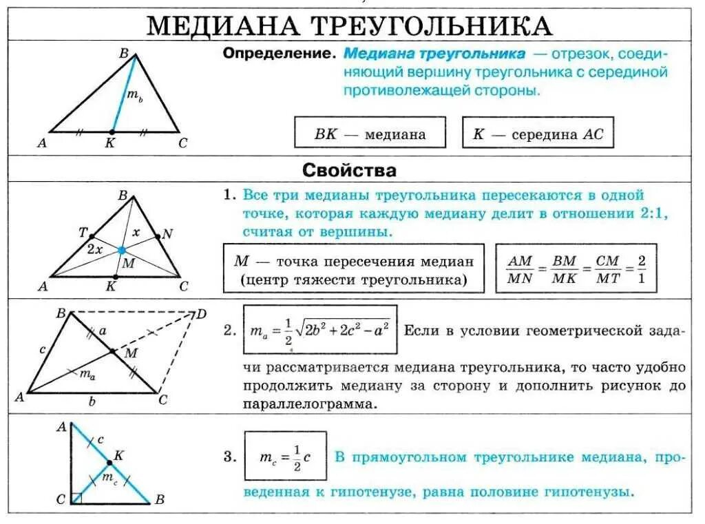 Диагональ 23 треугольника. Медиана треугольника определение и свойства. Свойства Медианы треугольника формулы. Свойства Медианы треугольника. Свойства Медианы треугольника 8.