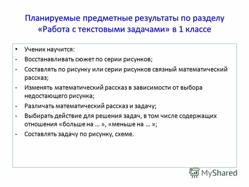 предметные планируемые результаты