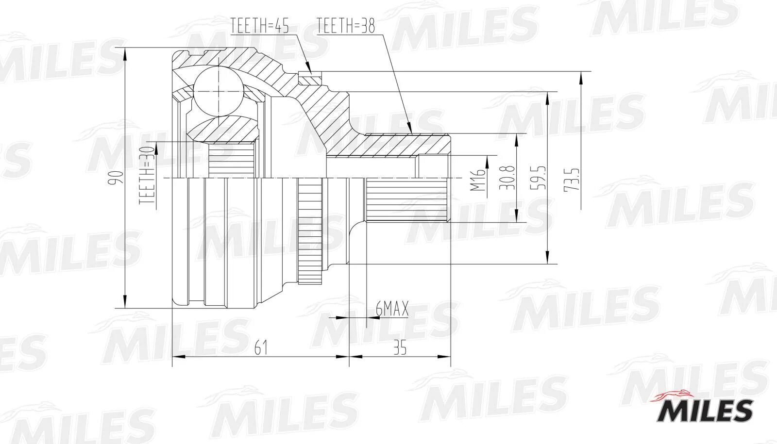 Шрус нар Miles арт. Ga20195. Диаметр шруса Форд фокус 2. Шрус наружный Форд фокус 1. Шрус наружный Форд фокус 2 1.8. Размеры шруса форд