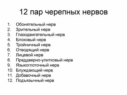13 пара черепно мозговых нервов