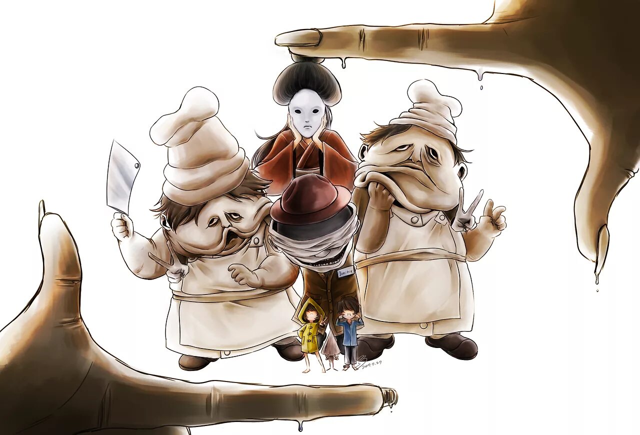 Little nightmares персонажи. Little nightmares хозяйка чрева. little nightmares сторож и шестая. little nightmares хозяйка арт.