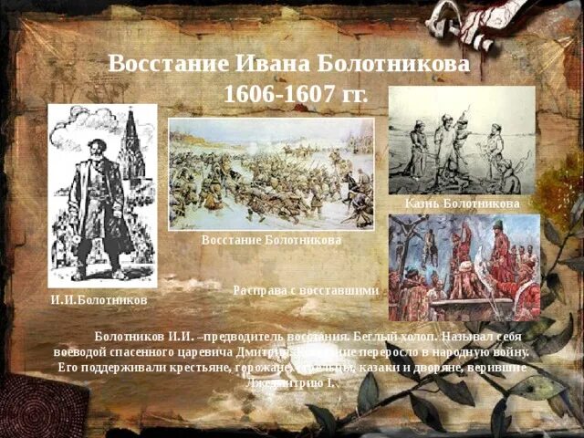 Восстание болотникова 1606-1607. Таблица восстание ивана болотникова 1606-1607. Восстание ивана болотникова 1606-1607 гг. Укажите фамилию предводителя восставших осенью 1606 1607. Восстание 1606-1607.