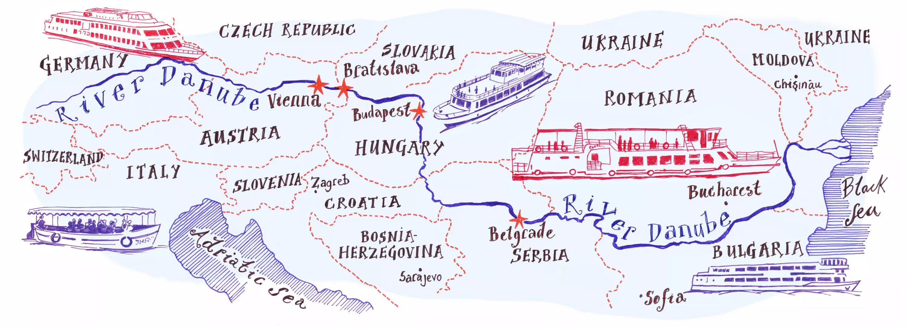 Страны через которые протекает дунай. Река Дунай на карте. Река Дунай на карте Украины. Бассейн реки Дунай.