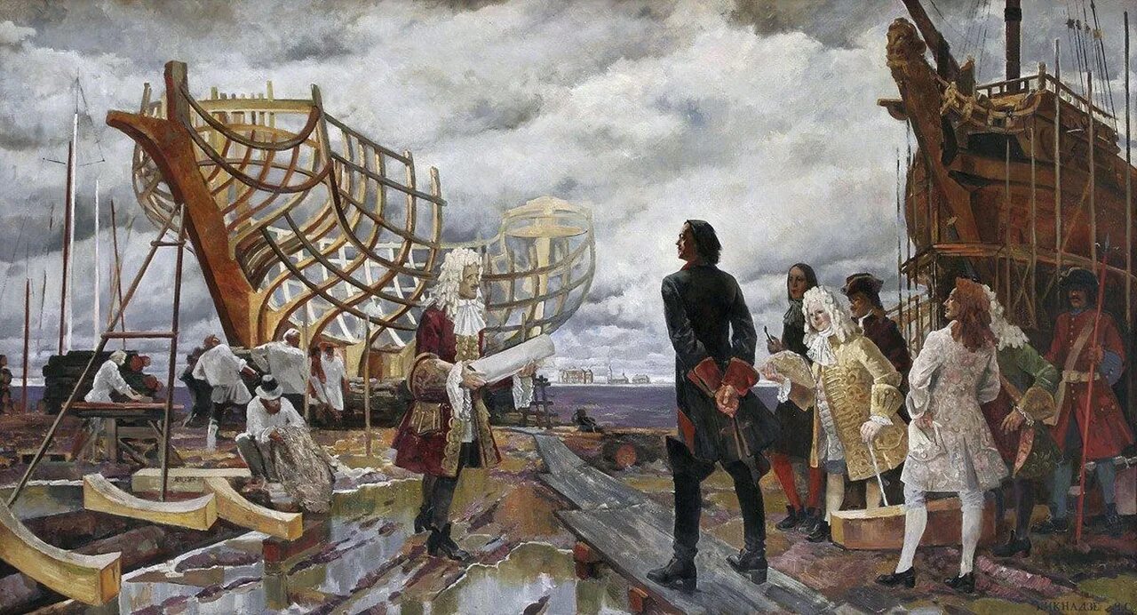 Петр 1 1690. Москвитин экспедиция. Пирс это гидротехническое сооружение. У берега плотники новую пристань строят. Конструкция причала.