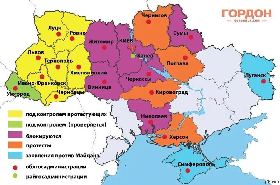 Какие города входят в киев. Юго-Восточная Украина карта. Карта Восточной Украины. Области Украины. Карта Юго Востока Украины.