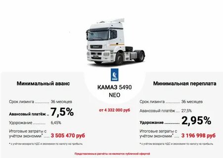 Тягач в лизинг без первоначального взноса