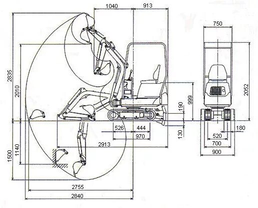 Мини экскаватор чертеж. Мини-экскаватор Hanix h08b. Размеры прицепного мини экскаватора. Мини-экскаватор MSV - 400 габариты. Мини экскаватор полноповоротный схема.