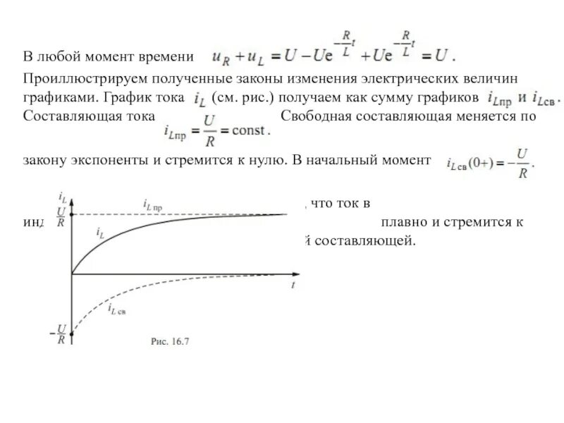 Свободная составляющая тока. График величины переходного процесса. График изменения тока. Закон изменения тока переходные процессы.