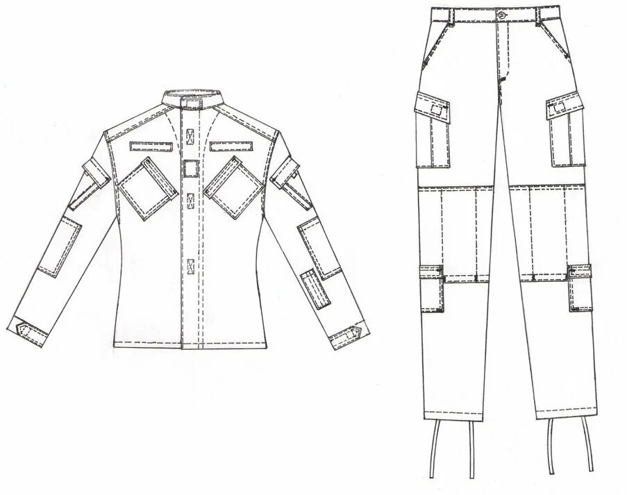 Комплект ACU (Army Combat uniform) : тактический. (Брюки+рубашка+Панама). Лекала для пошива военной одежды. Лекала для пошива военной формы.