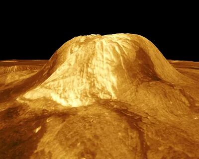 Gula Mons is displayed in this computer-simulated view of the surface of Ve...