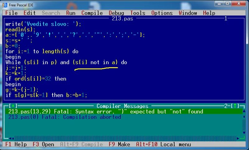 Ide для Паскаля. Ошибки в Паскале. Операторы строк паскаль
