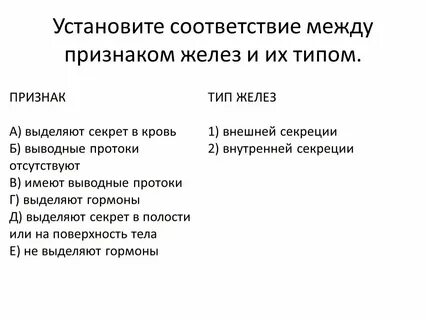 Установите соответствие признак вид обмена веществ