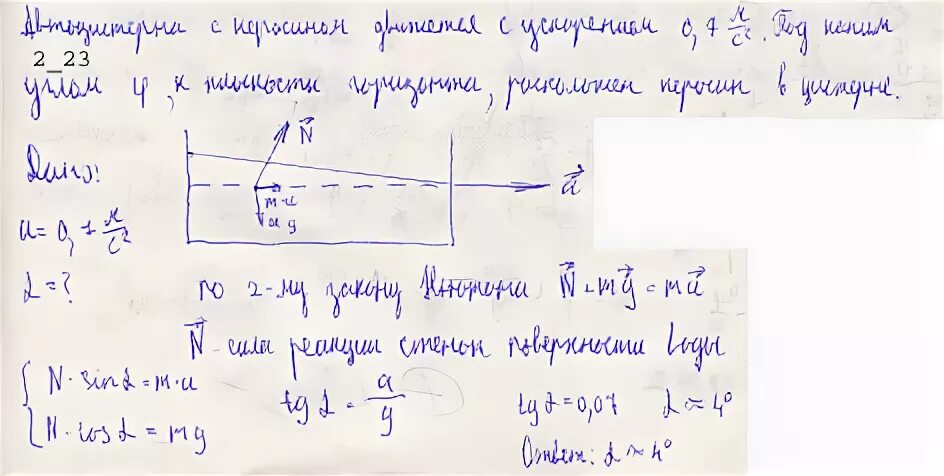 Автоцистерна с керосином движется с ускорением. Автоцистерна с керосином движется с ускорением 0.7 под каким углом. Бак в тендере паровоза имеет длину 4 м. Задача по физике керосин. В баке с керосином имеется