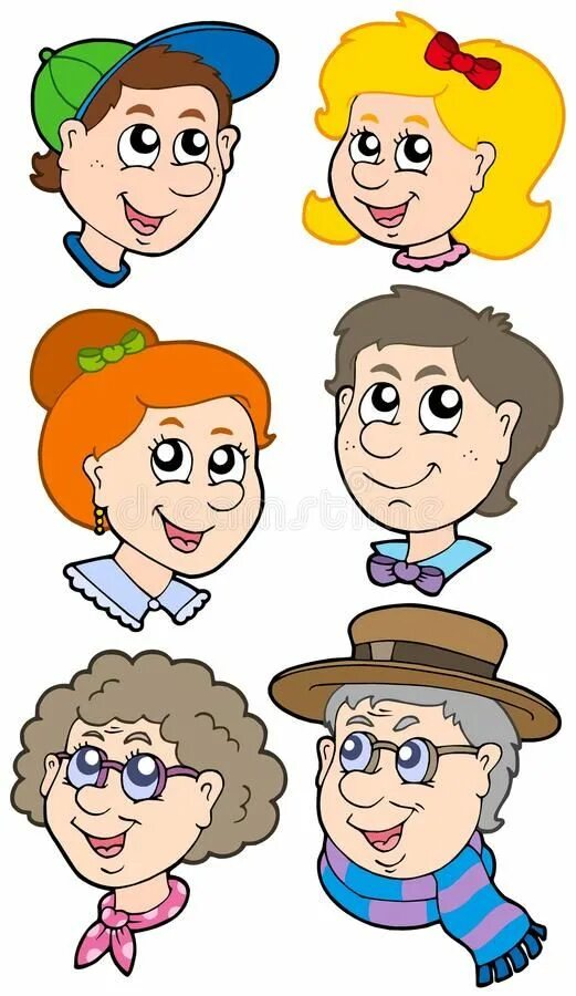 Девочка, мальчик, мужчина, женщина, бабушка, дедушка. Лица семьи для аппликации. Бабушка дедушка мама папа дети. Нарисовать членов семьи. Семья папа мама бабушка.