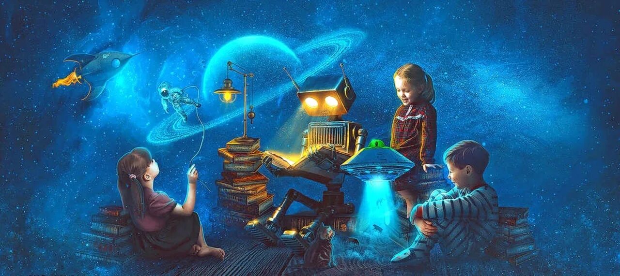 В тайне мечтаю. Фантастические дети. Фантастика для детей. Фэнтези космос для детей. Вселенная для детей.