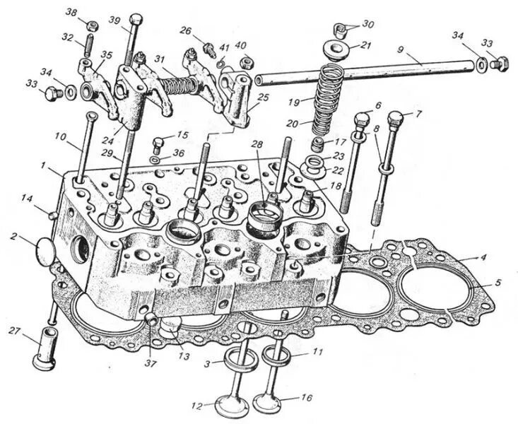 Клапана на двигатель мтз. Головка блока цилиндров МТЗ 80 схема. ММЗ д260 головка. ГБЦ Д-260 схема. Головка клапанов схема двигателя д240 МТЗ.