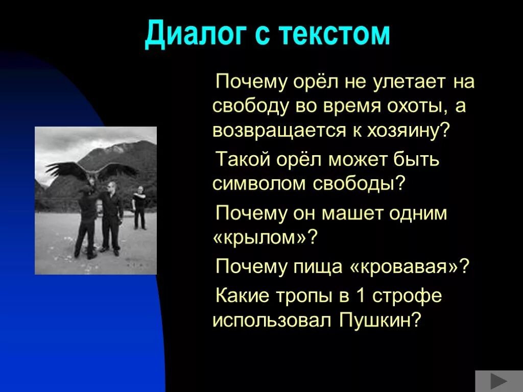 Текст почему 18. Пушкин узник текст. Пушкин Орел диалог.