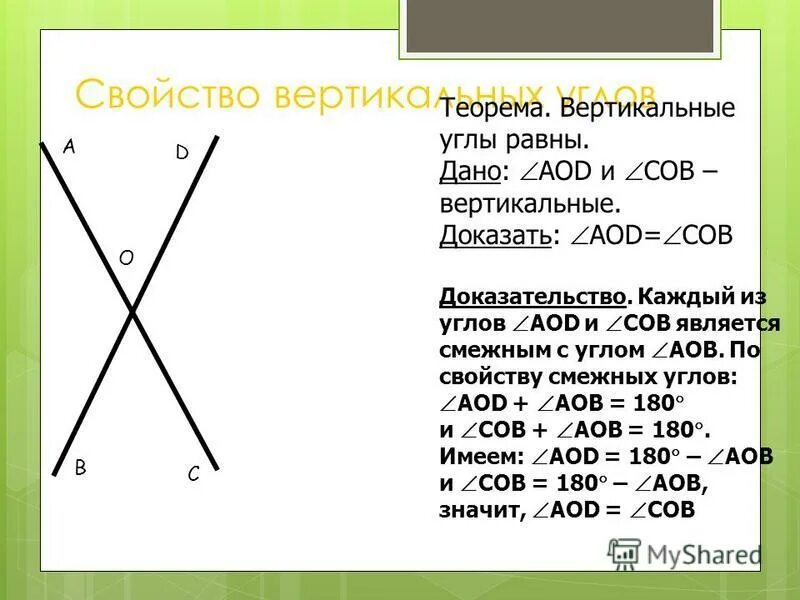 На сторонах вертикальных углов. Вертикальные углы. Теорема о вертикальных углах. Смежные и вертикальные углы. Теорема о вертикальных углах доказательство.