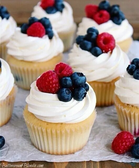 Box of Cupcakes with Fresh Berries