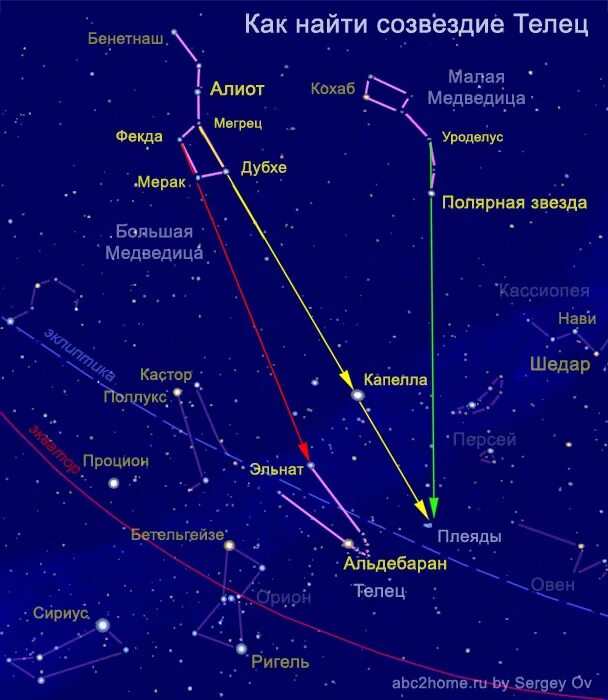 Созвездие альдебаран находится в созвездии. Созвездие Ориона на небе как найти относительно большой медведицы. Орион Созвездие на небе относительно большой медведицы. Схема основных звезд созвездия тельца. Астеризм Плеяды.