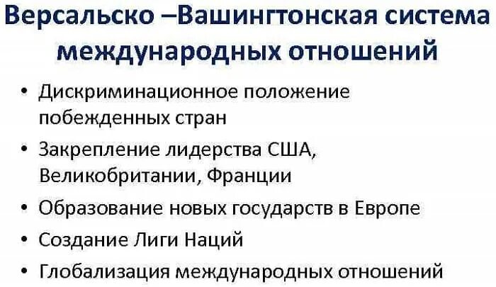 Противоречия версальско вашингтонской системы - Вопросы и ответы
