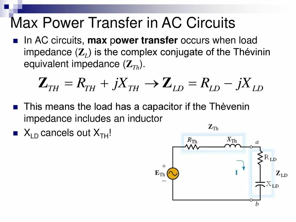 Power in AC circuits. Power transfer. Complex Impedance z. Max Power.