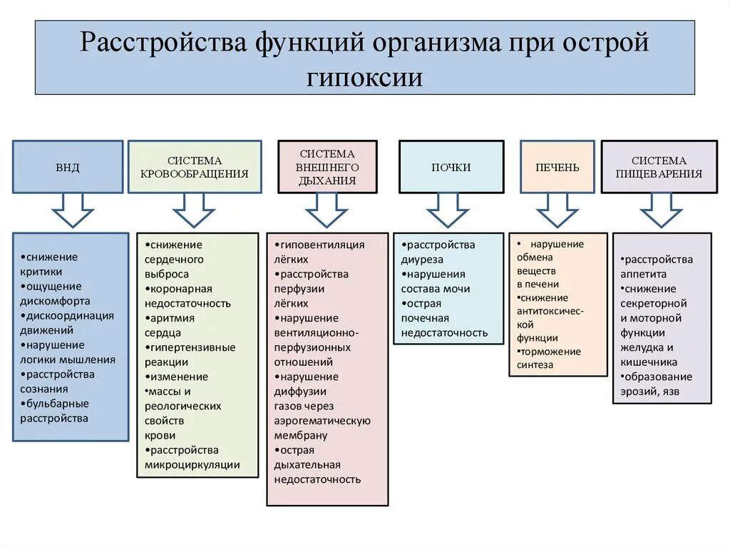 Расстройства функций организма при острой гипоксии. Нарушение функций органов и систем при острой гипоксии. Структурно функциональные изменения при гипоксии. Нарушение функции органов при гипоксии.