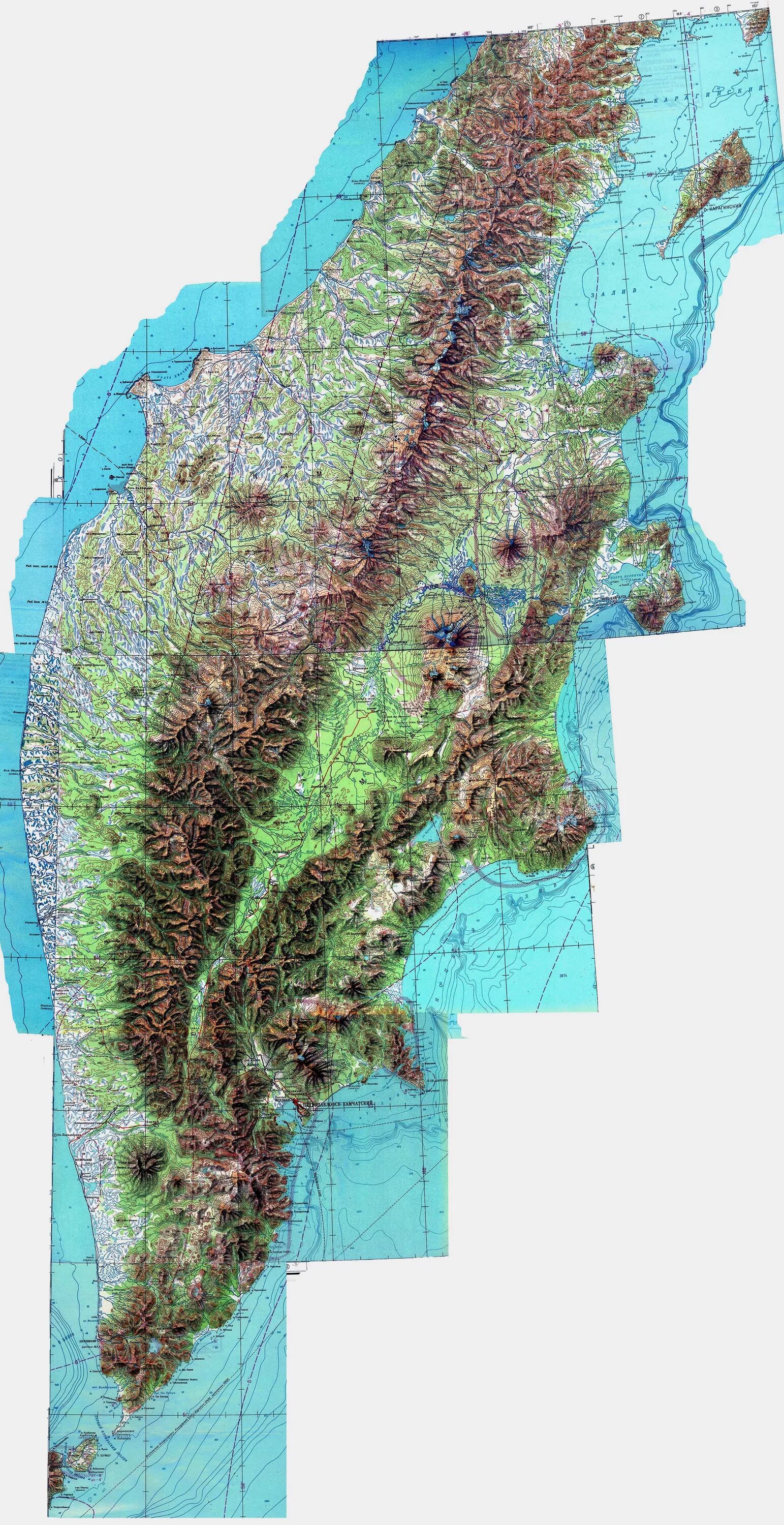 Горы камчатки на карте россии. Камчатка карта географическая. Рельеф Камчатки карта. Физическая карта Камчатки. Полуостров Камчатка на карте.