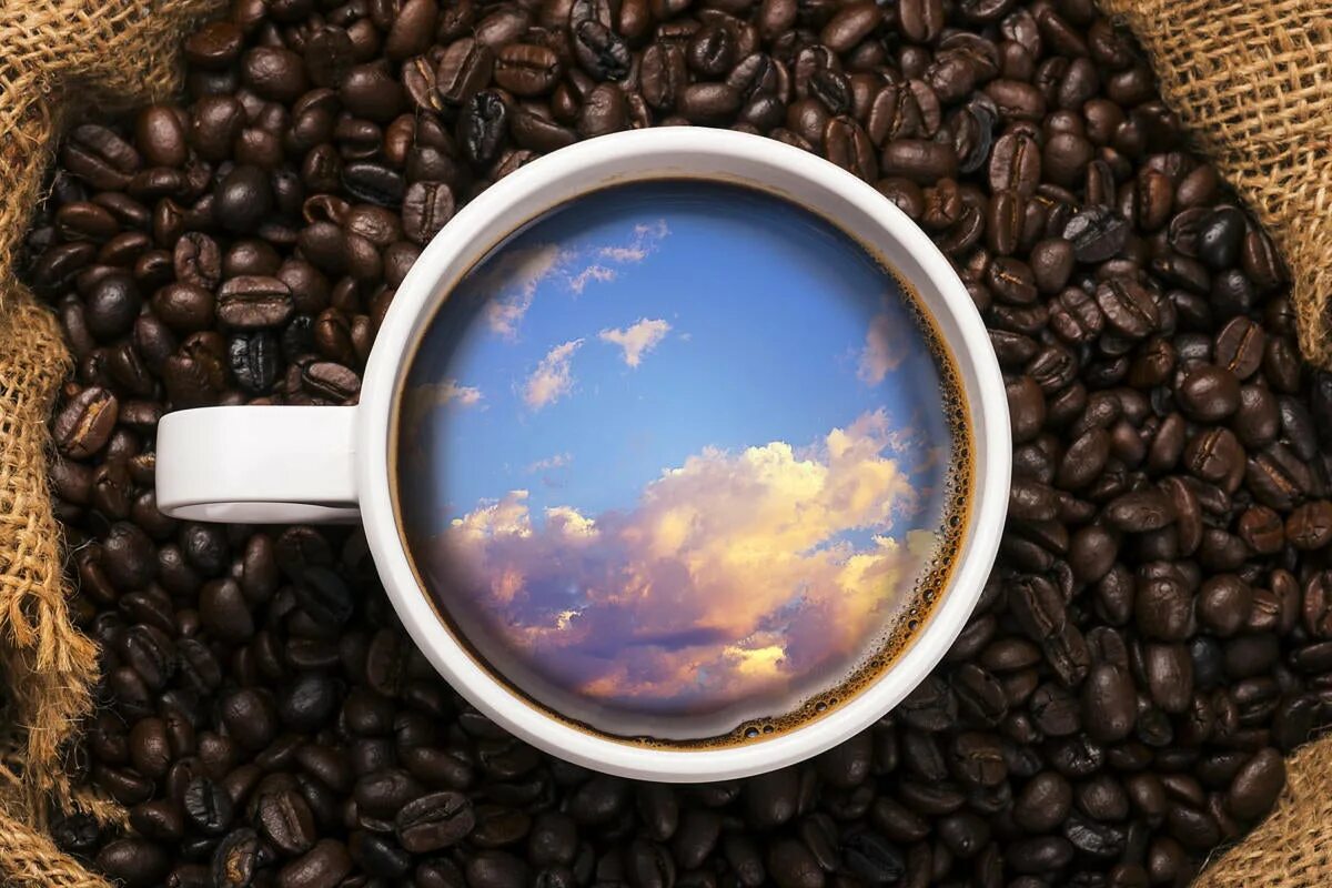 Кофе в кружке. Отражение в чашке кофе. Снимок кофе. Кофе и небо. My good coffee