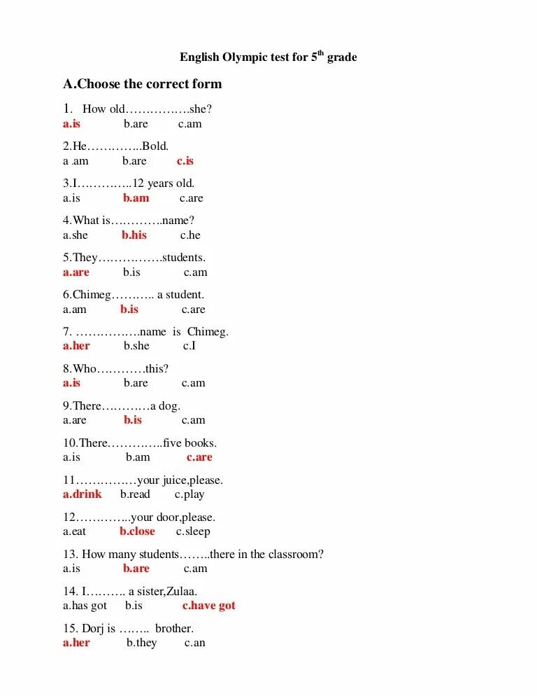 Unit 5 test form 5. Final Test 5th Grade ответы. Test for 5 Grade in English. Test in English for 5th Grade. Final Test 5 Grade English.