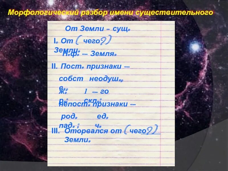 Морфологический разбор слова именем. Морфологический разбор земля. Морфологический разбор существительного на земле. На землю морфологический разбор 4 класс. Морфологический разбор имени сущ.