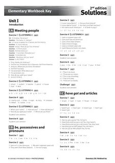 Edition solutions elementary workbook