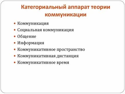 Категории коммуникации