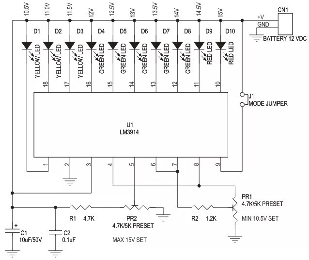 Lm3914 индикатор заряда аккумуляторов. Светодиодный индикатор напряжения lm3914. Lm3914 индикатор напряжения схема. Автомобильный индикатор напряжения lm3914. Схема светодиодного индикатора