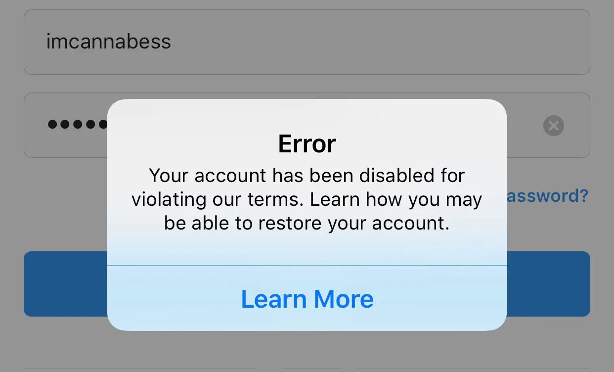 Violating our terms. Ошибка an error occurred. your account inactive.