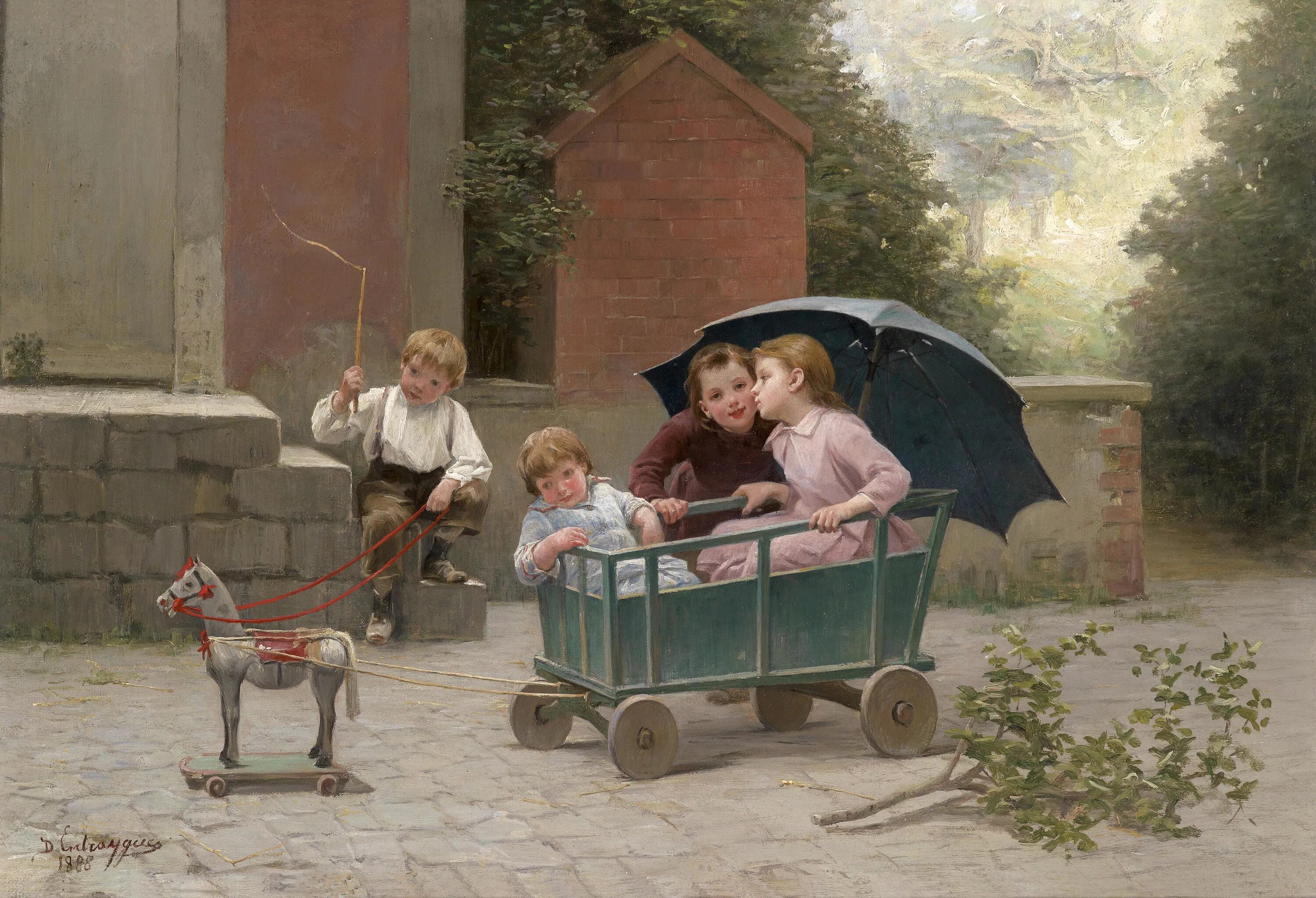 Charles Bertrand d'Entraygues (1850-1929). Франция. Играющие дети в живописи. Картины художников с детьми.